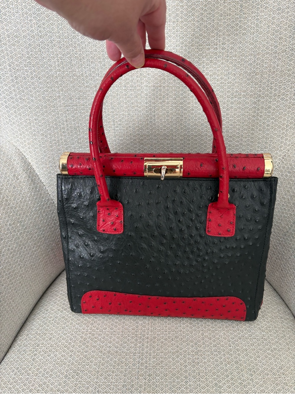 Vintage Y2K Giada Pelle Red and Black Structured Ostrich-Texture